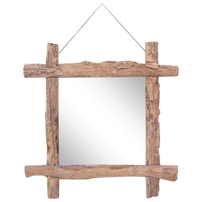 vidaXL spogulis, koka krāsa, 70x70 cm, baļķu dizains, masīvkoks