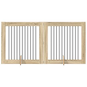 vidaXL Suņu vārti ar statīviem 2 pcs Sonomas ozols 100 x 100 cm