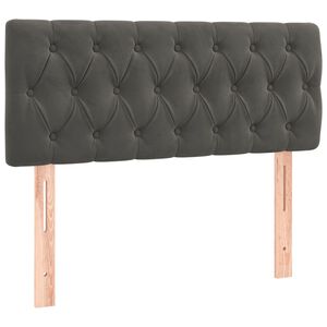 vidaXL gultas galvgalis, 100x7x78/88 cm, tum&scaron;i pelēks samts