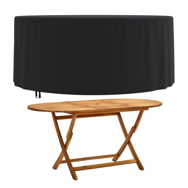 vidaXL dārza mēbeļu pārklājs, apaļš, melns, Ø 182x71 cm, 420D audums