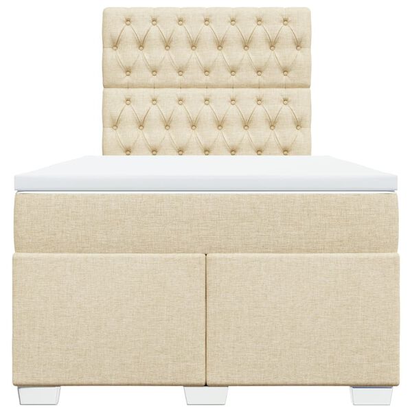 vidaXL atsperu gulta ar matraci, krēmkrāsas audums, 120x190 cm