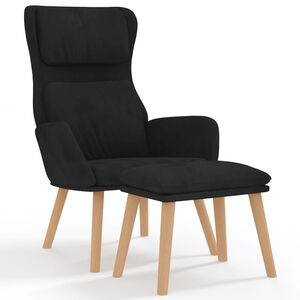 vidaXL atpūtas krēsls ar kājsoliņu, melns samts