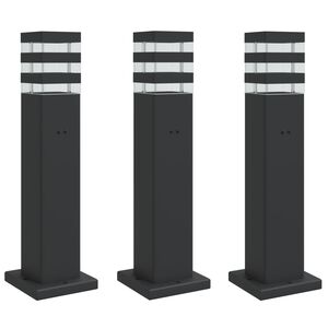 vidaXL āra zemes lampas ar kontaktligzdu melns 3 gb. 50 cm alumīnijs