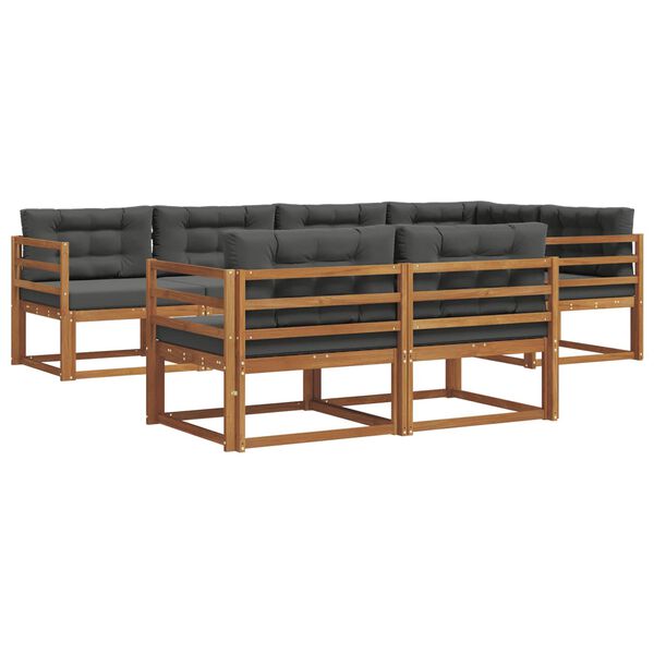 vidaXL Āra dīvānu komplekts ar spilvenu 7 pcs Dabisks un antracīts