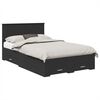 vidaXL Gultas rāmis ar atvilktni Melna 135 x 190 cm Inženierijas koks