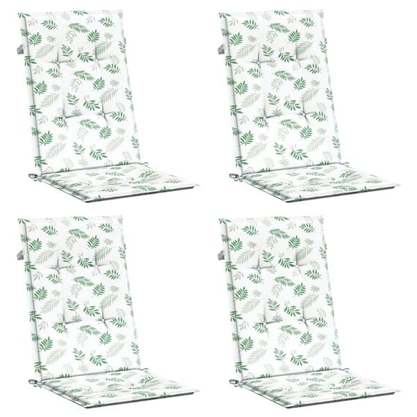 vidaXL krēslu spilveni, 4 gab., lapu apdruka, audums