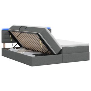 vidaXL LED uzglabā&scaron;anas gulta ar matraci Tum&scaron;i pelēka 180 x 200 cm