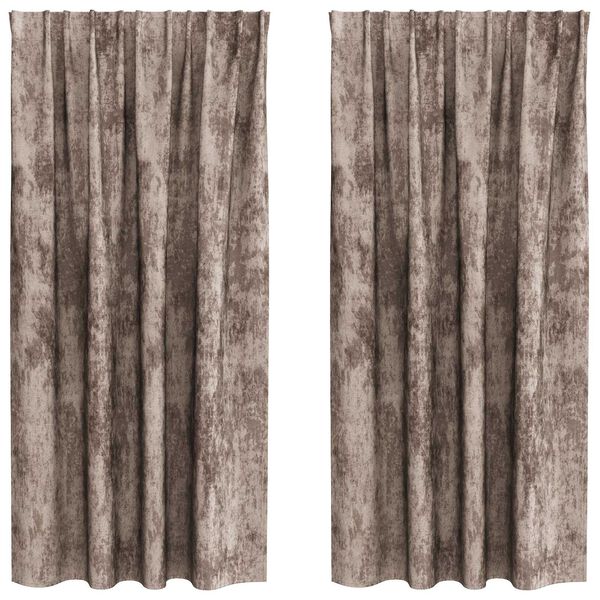 vidaXL Samta aizkari ar aizkariem 2 pcs Kapučīno 175 x 140 cm Samts