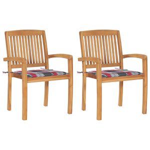 vidaXL dārza krēsli, 2 gab., matrači ar četrstūriem, masīvs tīkkoks