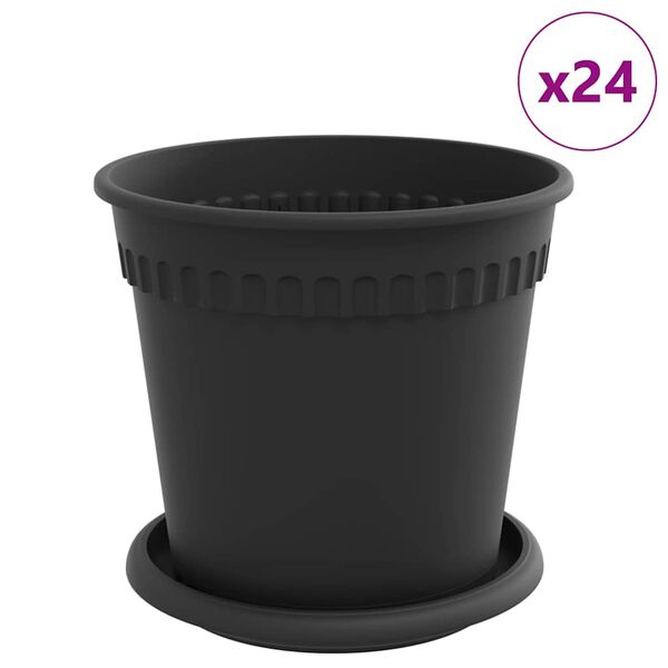 vidaXL Augu podi 24 pcs Melna &Oslash; 17 x 14 cm Plastmasa