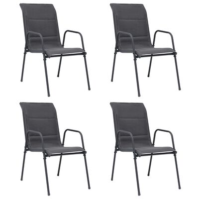 vidaXL dārza krēsli, 4 gab., tērauds, tekstilēns, antracītpelēki