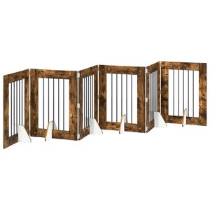 vidaXL Salokāms suņu vārti ar statīviem 6 gab. Kūpināts ozols 362 cm