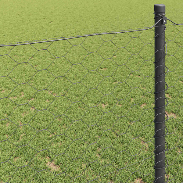 vidaXL Se&scaron;stūra žogs Pelēka 1,5 x 50 m PVC