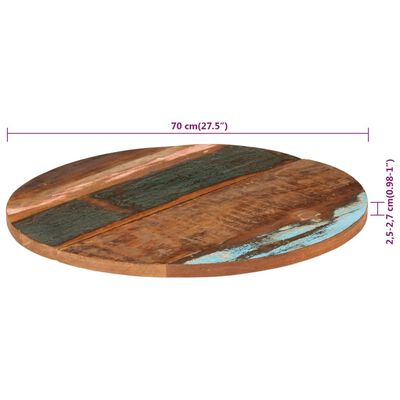 vidaXL apaļa galda virsma, 70 cm, 25-27 mm, pārstrādāts masīvkoks