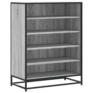 vidaXL apavu skapītis, pelēks, 75x38x97,5 cm, inženierijas koks&metāls