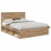 vidaXL Gultas rāmis Mākslīgā ozola 150 x 200 cm Ciets priedes koks