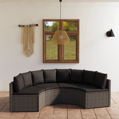 vidaXL 4-daļīgs dārza dīvānu komplekts ar matračiem, PE rotangpalma