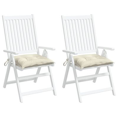 vidaXL dārza krēslu spilveni, 2 gab., krēmbalti, 50x50x7 cm, audums