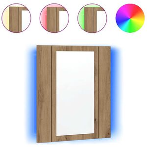 vidaXL vannasistabas skapītis ar spoguli un LED koka krāsa 40x12x45 cm