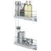 vidaXL izvelkams virtuves grozs, 2 līmeņi, sudrabains, 47x12x56 cm