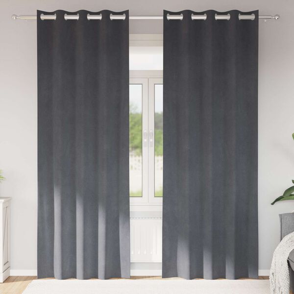 vidaXL Aptum&scaron;ojo&scaron;ie aizkari 2 pcs Gai&scaron;i pelēks 140 x 225 cm Samts