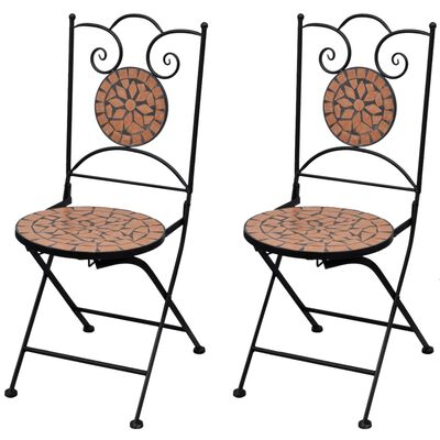 vidaXL saliekami bistro krēsli, 2 gab., keramika, sarkanbrūni