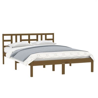 vidaXL gultas rāmis, medus brūns, masīvkoks, 150x200 cm, divvietīgs