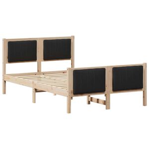 vidaXL Gultas rāmis Brūna un melna 120 x 190 cm Priedes masīvkoks