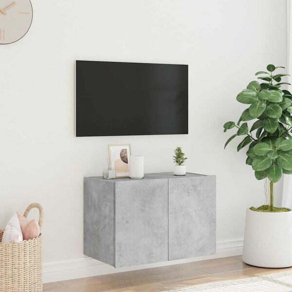vidaXL TV galdiņi ar LED lampiņām, betona pelēki, 60x35x41 cm