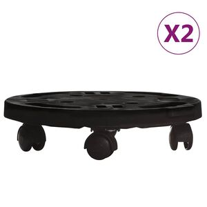 vidaXL podu paliktņi ar riteņiem, 2 gab., &Oslash;30 cm, melni, 170 kg