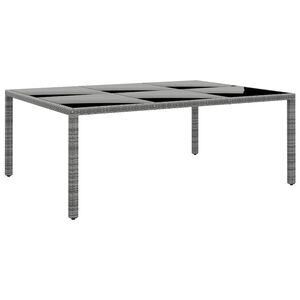 vidaXL dārza galds, 200x150x75cm, rūdīts stikls, pelēka PE rotangpalma