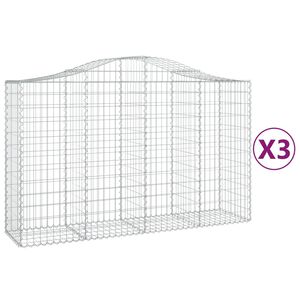 vidaXL arkveida gabiona grozi, 3 gb., 200x50x120/140cm, cinkota dzelzs