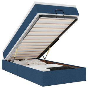 vidaXL Osmaņu gultas rāmis ar matrača zils 100x200 cm audums