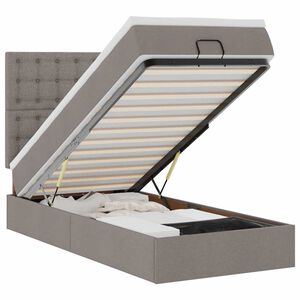 vidaXL Osmaņu gultas rāmis ar matrača pelēkbrūna 90x200 cm audums