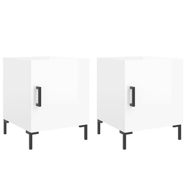 vidaXL naktsskapīši, 2 gab., balti, 40x40x50 cm, inženierijas koks