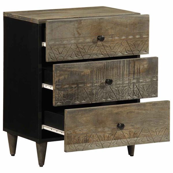 vidaXL naktsskapītis gai&scaron;i pelēks 50x33x60 cm masīvkoka mango