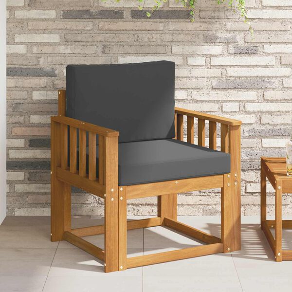 vidaXL Āra dīvāns Cieta akācijas koks un poliesters Dabiska