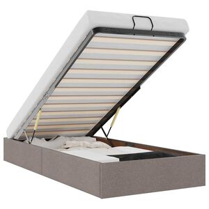 vidaXL Osmaņu gultas rāmis bez matrača pelēkbrūna 90x190 cm audums