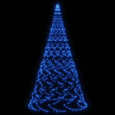 vidaXL Ziemassvētku egle karoga mastam, 1400 zilas LED, 500 cm