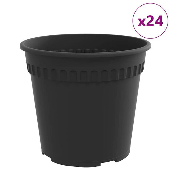 vidaXL Apaļais puķu pods 24 pcs Melna &Oslash; 19 x 16 cm Plastmasa