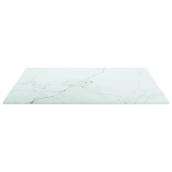vidaXL galda virsma, balta, 40x40 cm, 6 mm, stikls ar marmora dizainu
