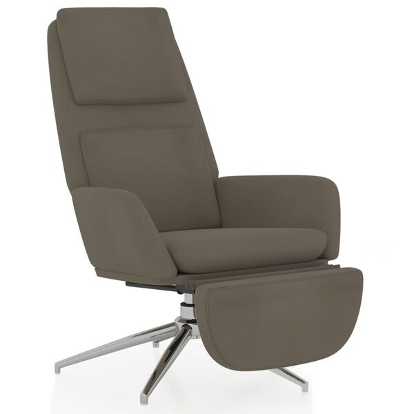 vidaXL atpūtas krēsls ar kāju balstu, pelēks mikro&scaron;ķiedras audums