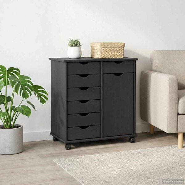 vidaXL Rito&scaron;ais skapis Pelēka 63,5 x 39 x 65,5 cm Cieta priede