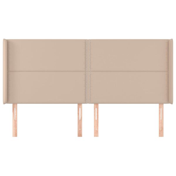 vidaXL galvgalis ar malām, 183x16x118/128 cm, kapučīno, mākslīgā āda