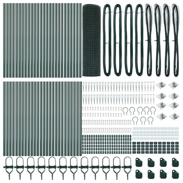 vidaXL Žoga āķis Zaļa 100 x 0,4 m (12 x 12 mm acs) Tērauds un PVC