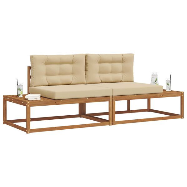 vidaXL Āra dīvānu komplekts ar spilvenu 2 Gabals Dabisks un bē&scaron;s