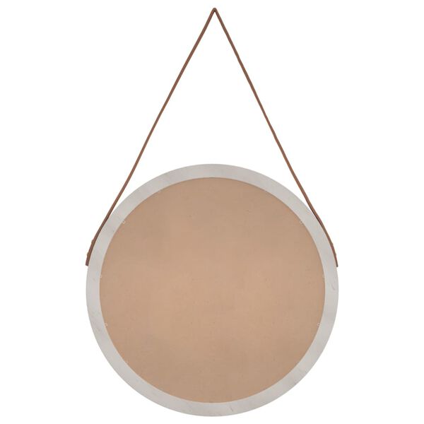 vidaXL sienas spogulis ar siksnu, balts, &Oslash; 55 cm