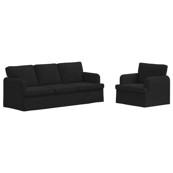 vidaXL Dīvāns 2 pcs Melna 144 x 80 x 85 cm audums