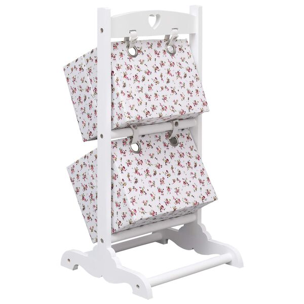 vidaXL plaukts ar 2 kastēm, ziedu raksts, 35x35x72 cm, koks