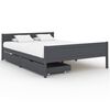 vidaXL gultas rāmis ar 2 atvilktnēm, tum&scaron;i pelēks, priede, 160x200 cm